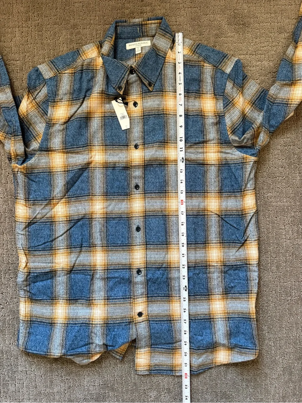 NWT Banana Republic Men’s Plaid Flannel Shirt, Size Large Tall